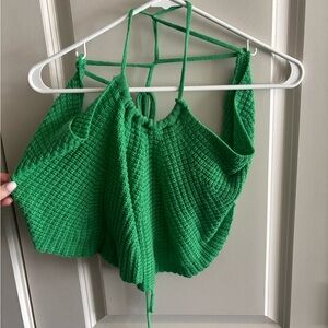 SHEIN Bright Green Knit Halter Camisole